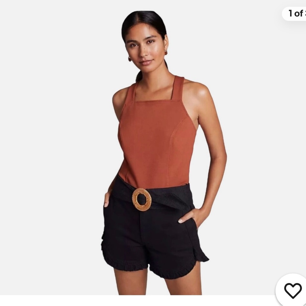 Anthropologie Porridge Cedar Brown Crossed Back Tank Top Size Small